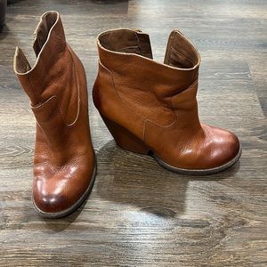 Brown ankle wedge boots